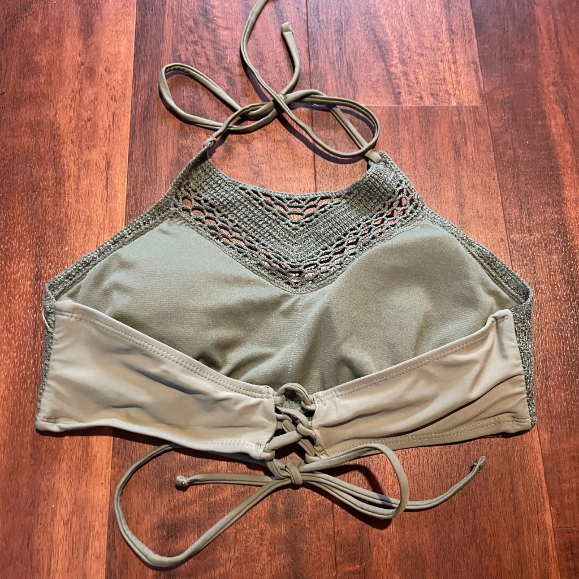 Gray Crochet Halter Top Green Size M - Image 4