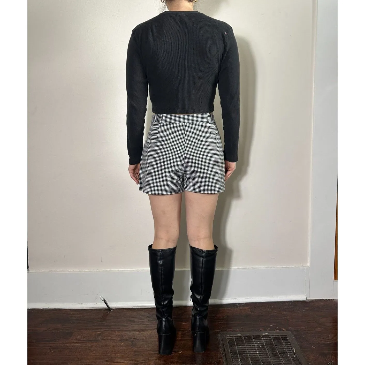 ZARA  Black White Gingham Skort Size Medium - Image 3