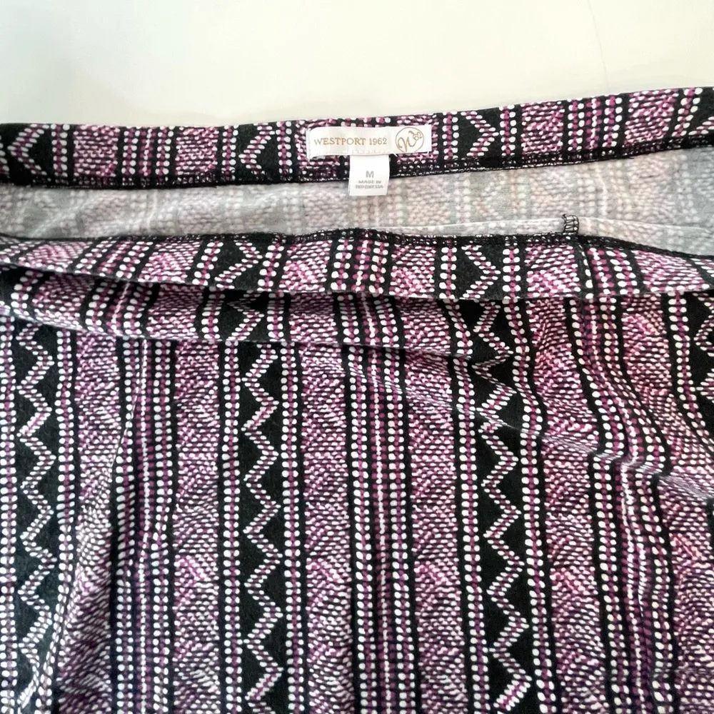 Westport 1962 Women Maxi Purple Pink Black Paisley Geometric Skirt Stretch Slit - Image 2