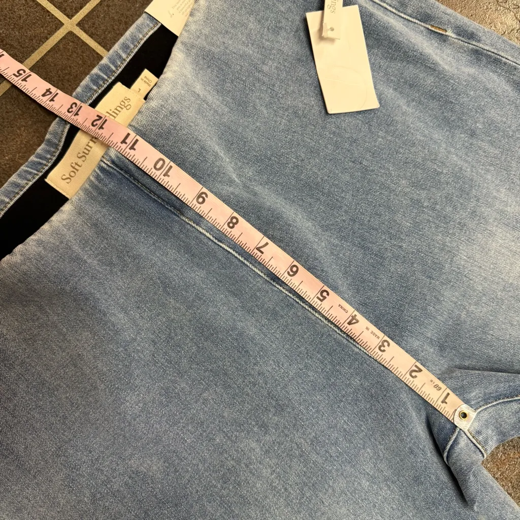 NEW Soft Surroundings Wide Flare Leg Pull On Stretch Jeans Blue Large L NWT - Image 13
