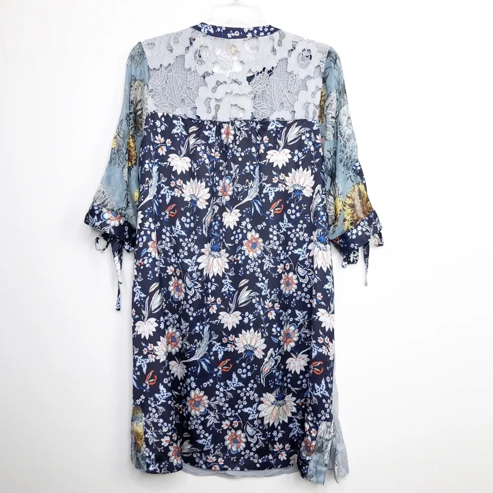 ANTHROPOLOGIE Tiny mixed fabric patterns embroidered BoHo dress - Image 2