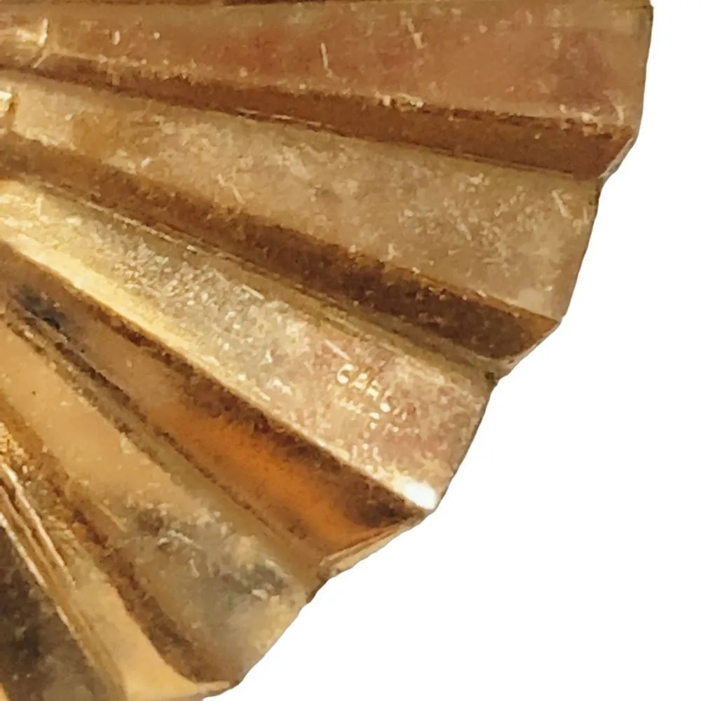 SIGNED CARLA 14K GF TRI COLOR FAN EARRINGS - Image 5