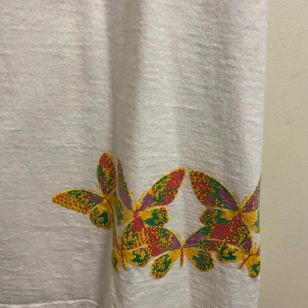 Women’s Short Tank Dress Cancun White W/ Yellow Butterflies L Large Bust 42” - Image 6