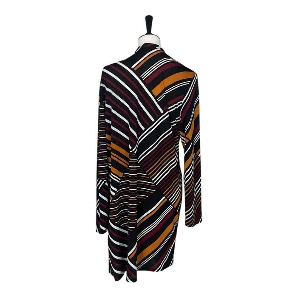 Chicos Size 2 Cardigan Open Front Long Sleeve Black Orange Multi Women’s Medium - Image 4