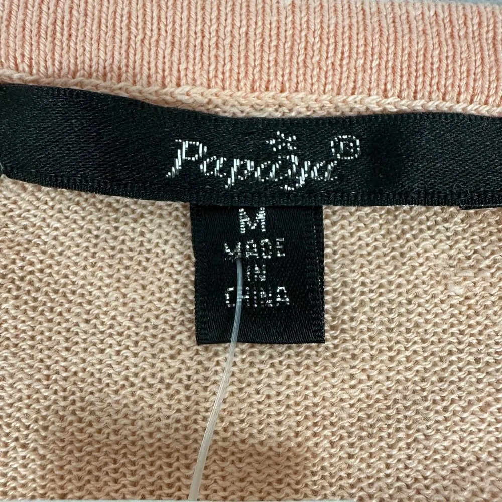 Papaya Womens Peach Cardigan Sweater M Long Sleeve Button-Front Cotton & Rayon - Image 4