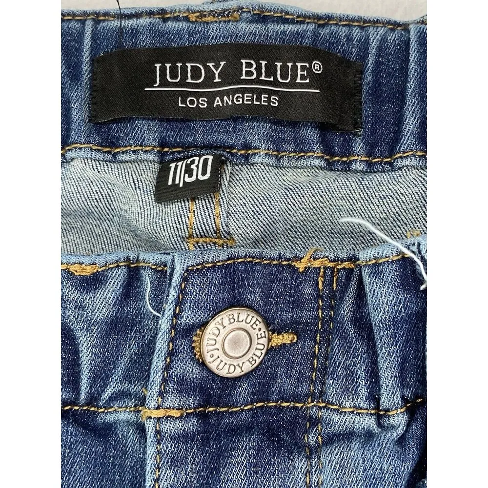 Judy Blue Sz 11/30 High Rise Straight Leg Jean Womens Medium Wash Big Pockets - Image 7