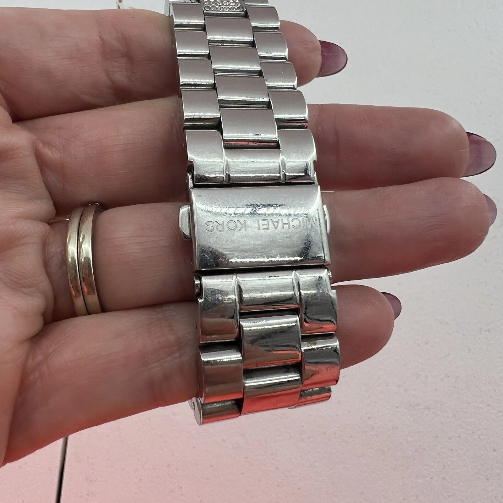 Michael Kors Watch Women's Runway Chronograph SSWhite Crystal Silver Tone Dial - Image 3