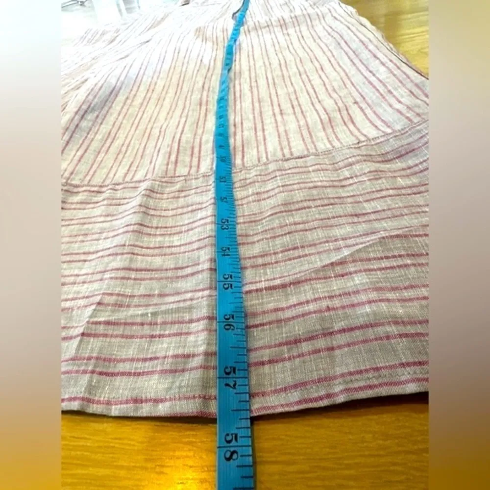 Anthropologie Elevenses Nantucket Ruffled Striped 100% Linen Jumpsuit Size 14 - Image 8