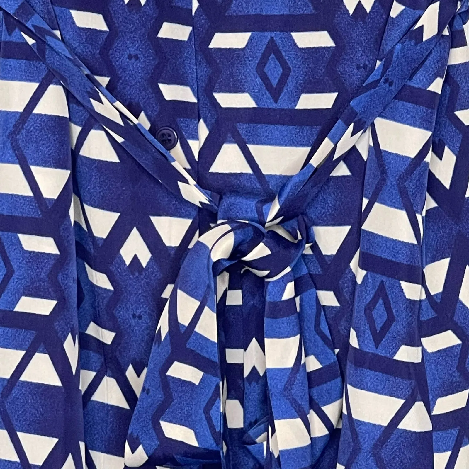 Lucky‎ Brand Geometric Print Tie Belt Shirt Dress Button Up V-Neck Small Women - Image 6