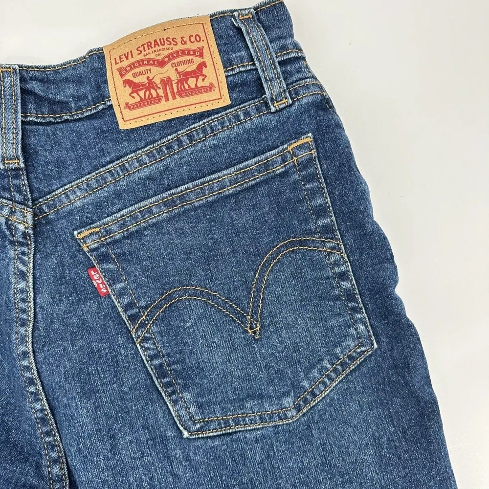 Levi’s Wedgie Straight Jeans Denim Button Fly Stretch Dark Wash Size 29 - Image 6