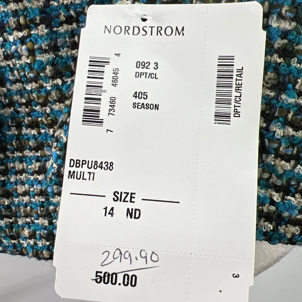 Dana Buchman Size 14P Boucle Tweed Blazer Teal Black Tweed Petite Wool Blend - Image 6