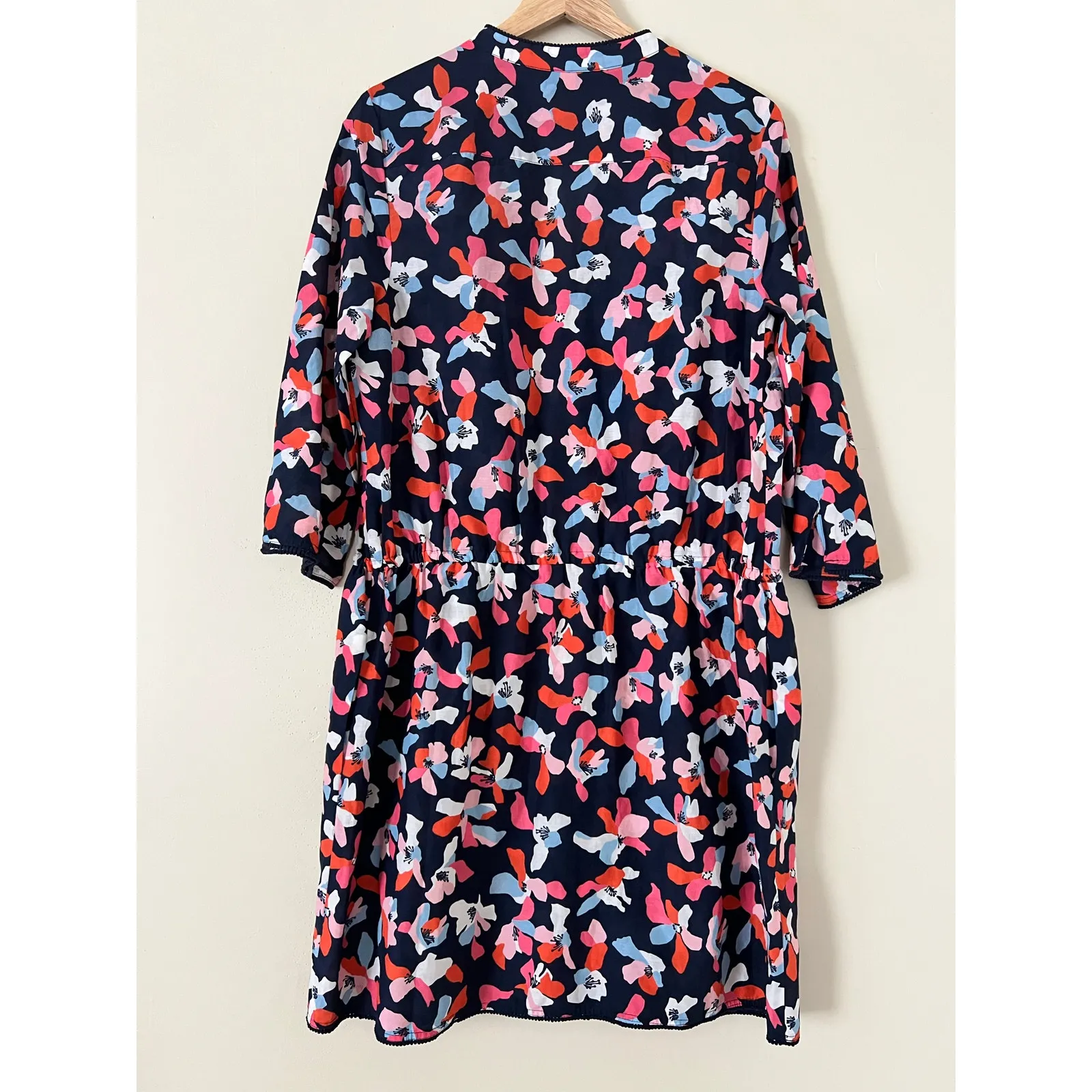 NWOT Draper James Sea Pines Tunic Drawstring Dress S Cotton Silk Navy Floral - Image 7