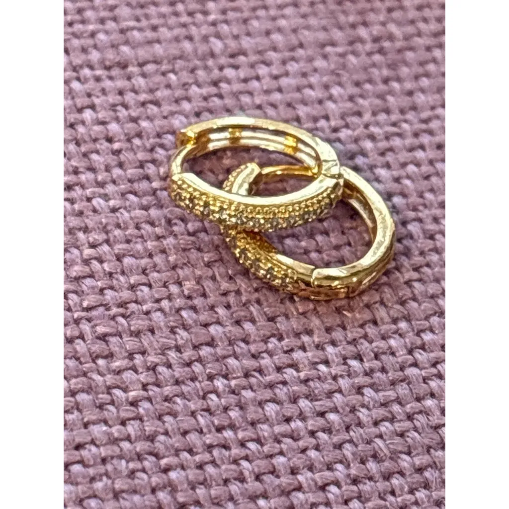 The M Jewelers NY The Melrose Huggies in Gold New Womens Small Hoops Crystals - Image 5
