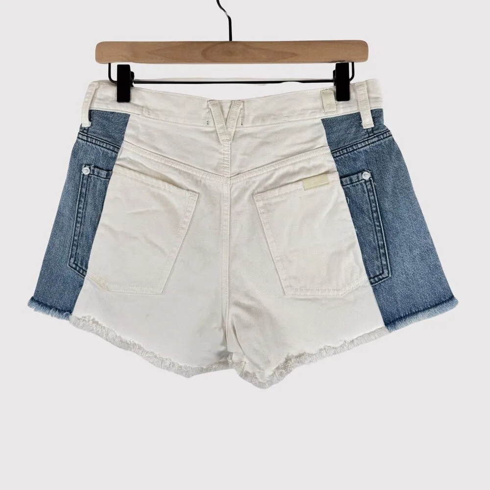 7 For All Mankind Womens Shorts White Denim Cut Off Mid Rise Casual Jean Size 28 - Image 2