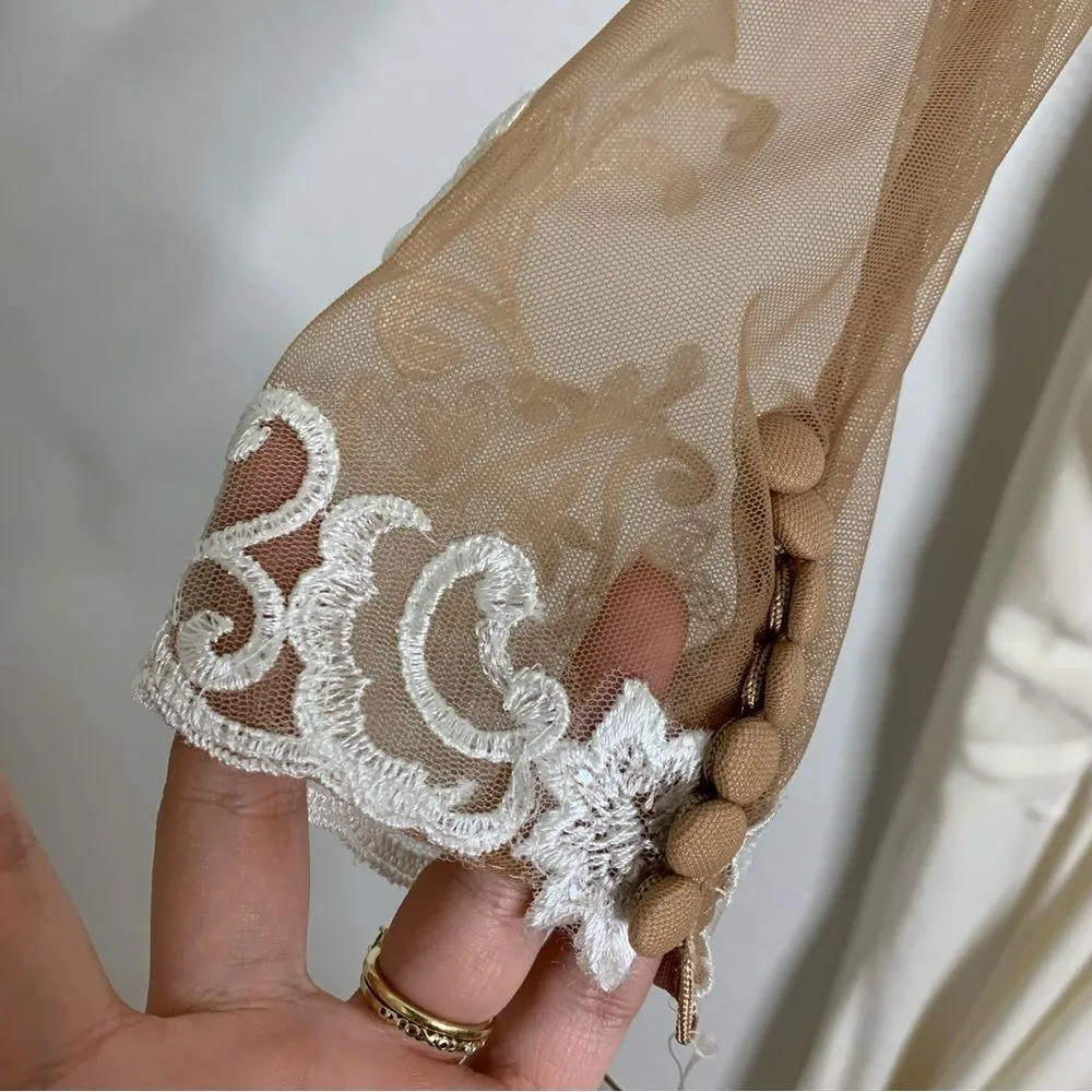 Galina Signature Long Sleeve Ivory Sheer Beaded Wedding Dress Davids Bridal 4 - Image 5