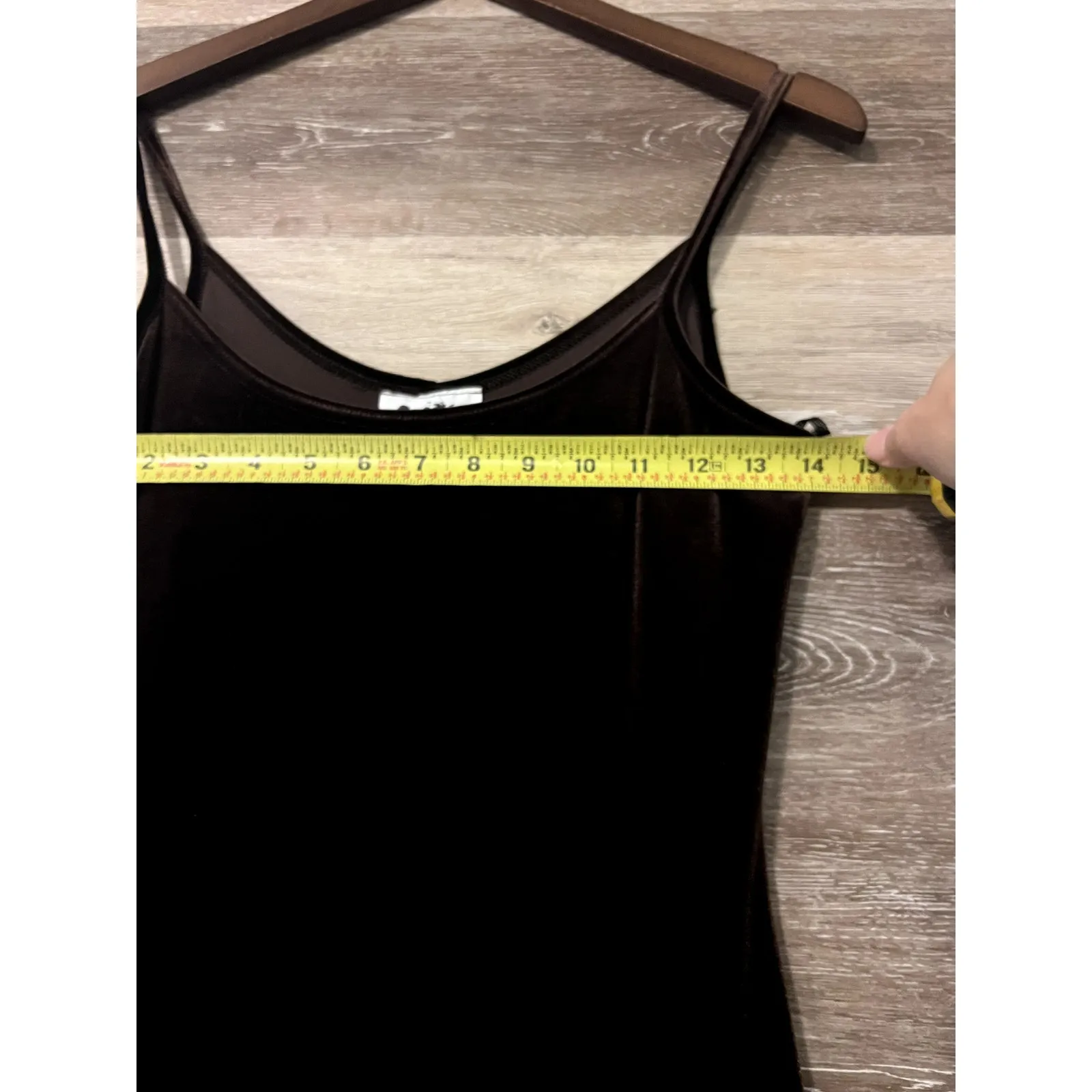 Vintage slip dress velour brown long dress Jumper size Small spaghetti strap - Image 3