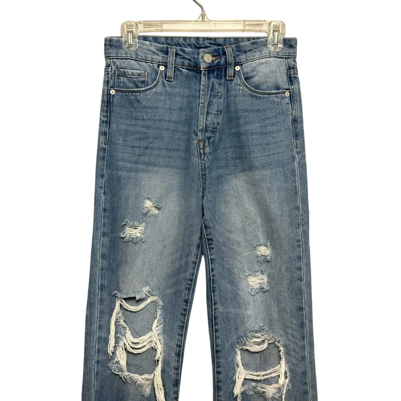 Blank NYC The Baxter Straight Leg Jeans Distressed High Rise Zip Women's 25 NWT - Image 2