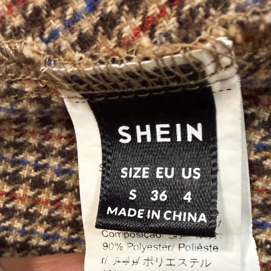 SHEIN Checkered Puff Sleeve Mini Dress - Image 5