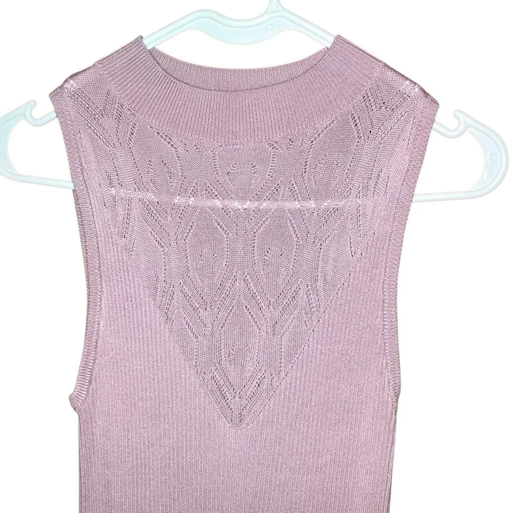 Intimately free people blush pink lace ribbed sleeveless bodysuit M #759 - Image 5