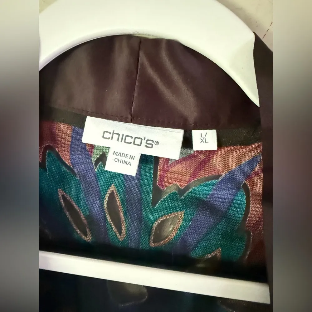 Chicos Silk Blend Burnout Cropped Jacket Cardigan Flame Scarlet Womens L/XL - Image 3