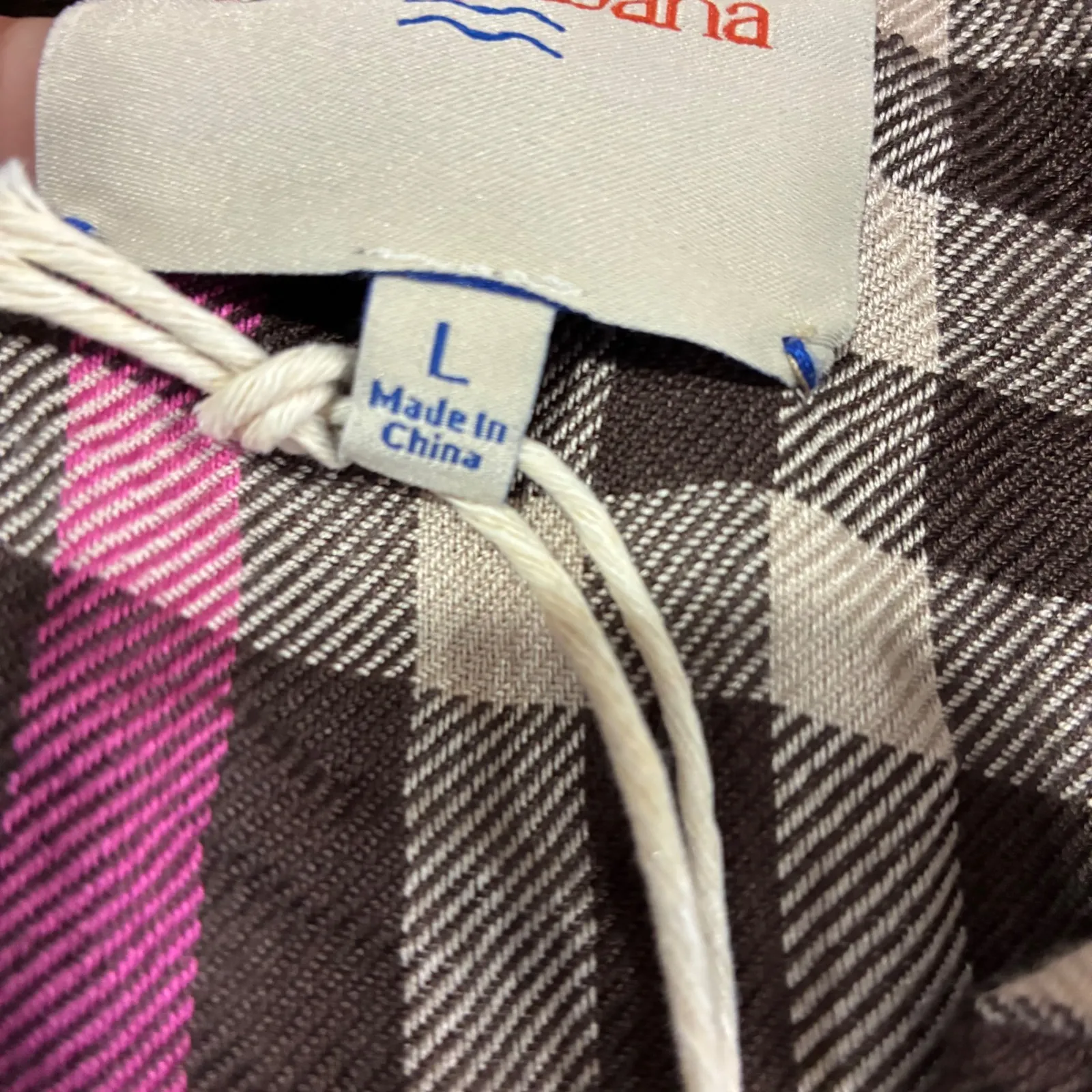 NWT Casa Cabana Flannel Shirt Womens L Plaid Brown Pink‎ Long Sleeve Casual Top Size L - Image 4