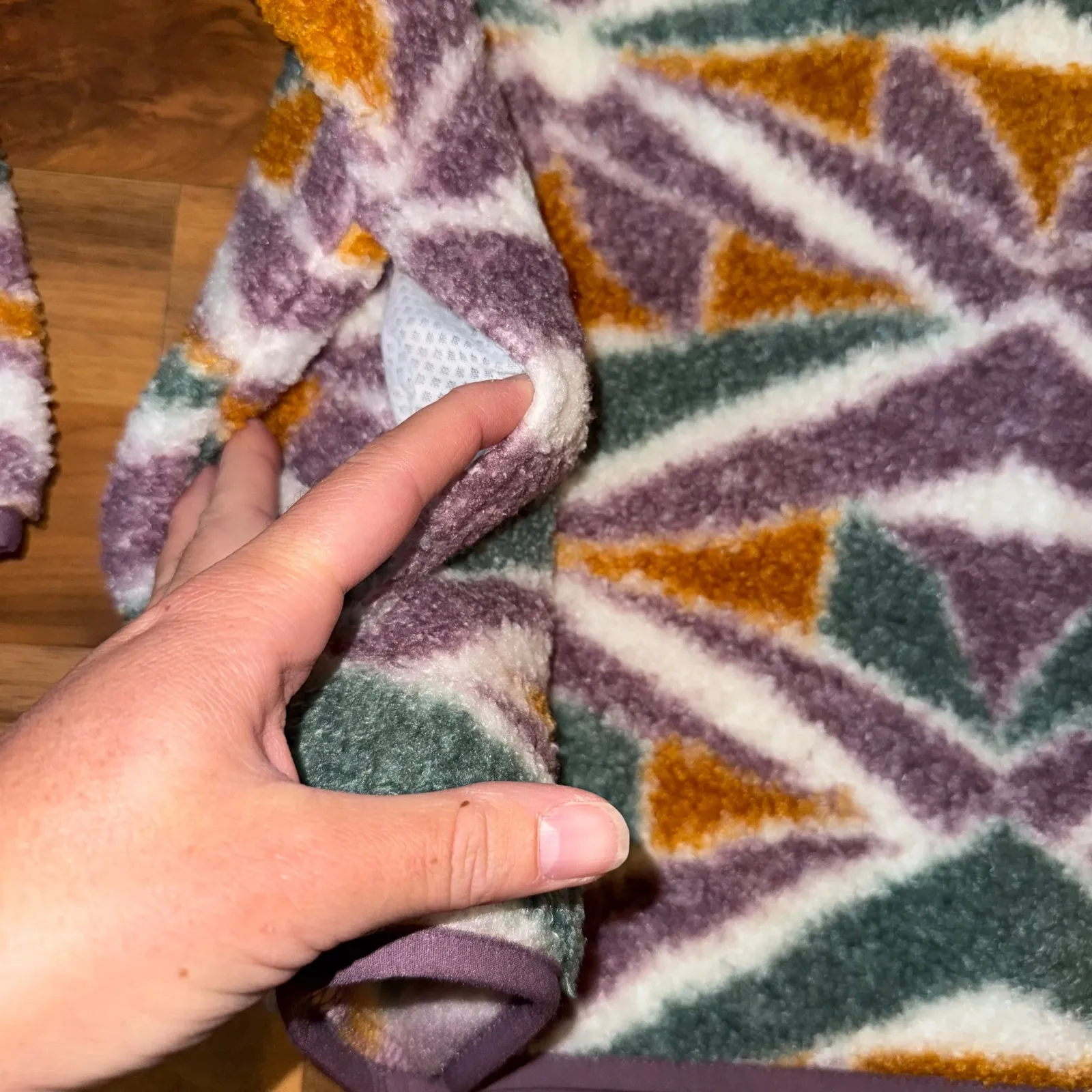 Aspen Pullover Fleece Sweater Quarter Zip Geometric Purple Green Orange‎ XLfall Size XL - Image 3