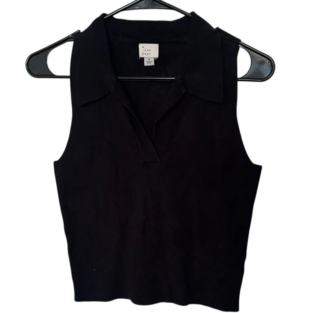 A New Day Women’s Knit Polo Collar and Sweater Skirt Set Size M Black - Image 5