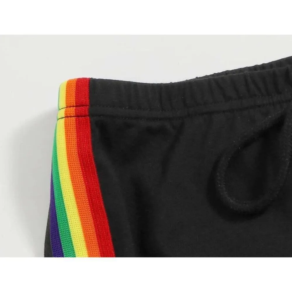 SHEIN‎ sz 4 black rainbow 70s inspired drawstring shorts - Image 3