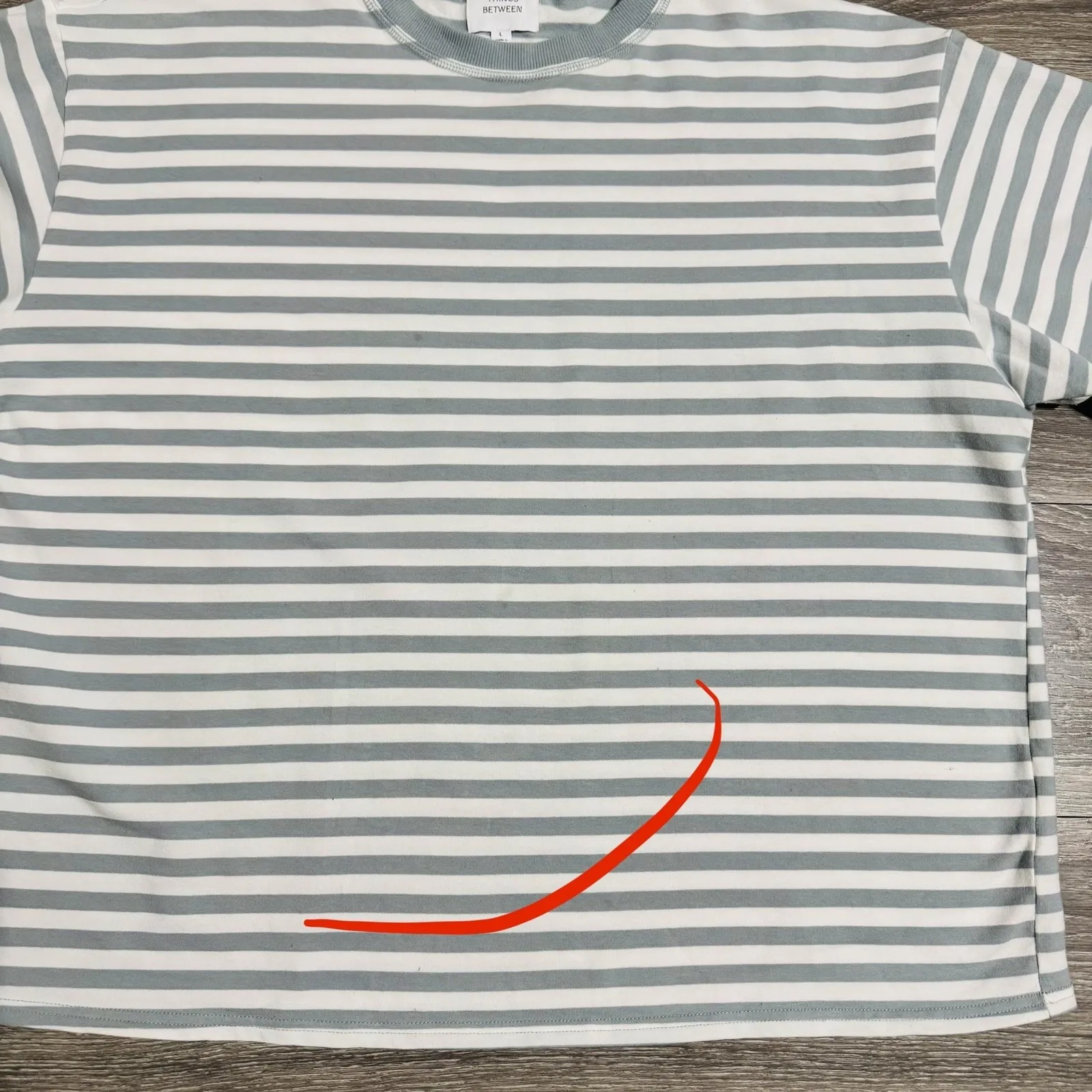 THINGS BETWEEN Striped Tee Green/White Size L Boxy Oversized Short Sleeves Green Size L - Image 10