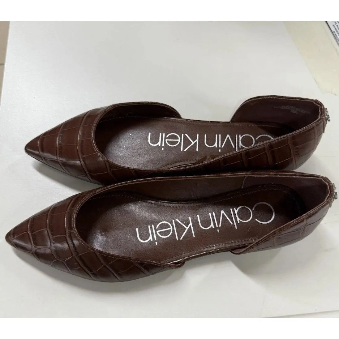 Calvin Klein Kconara Single Sided D'orsay Flats Faux Leather Brown Sz 6.5 - Image 4