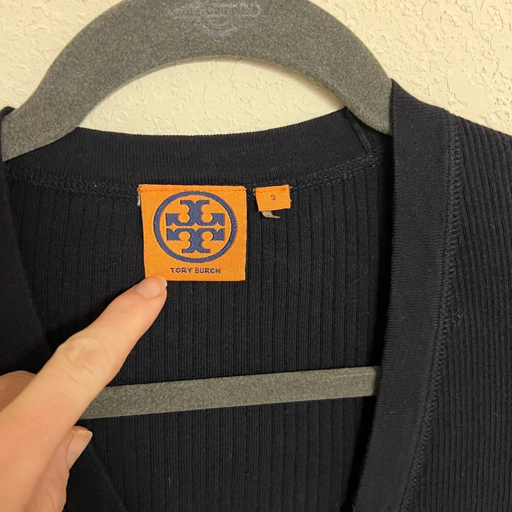 Tory Burch Dark Blue Cardigan with Gold Accents - Image 4