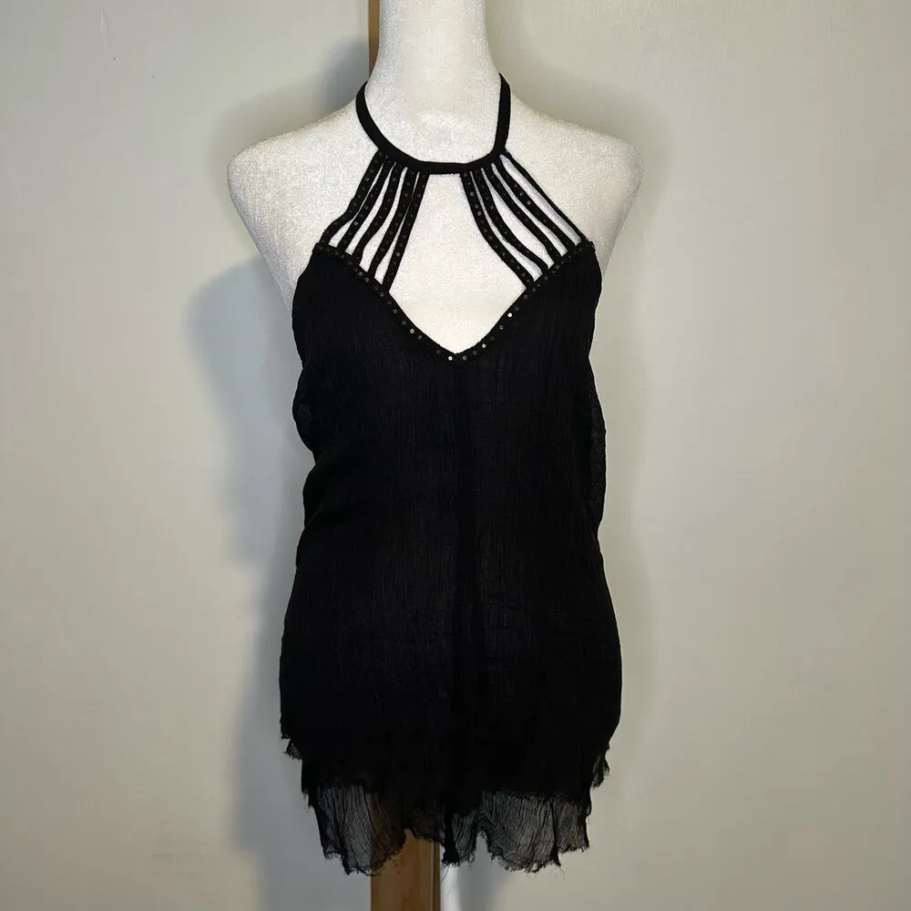 Pins & Needles UO black semi-sheer backless tank top size M - Image 2