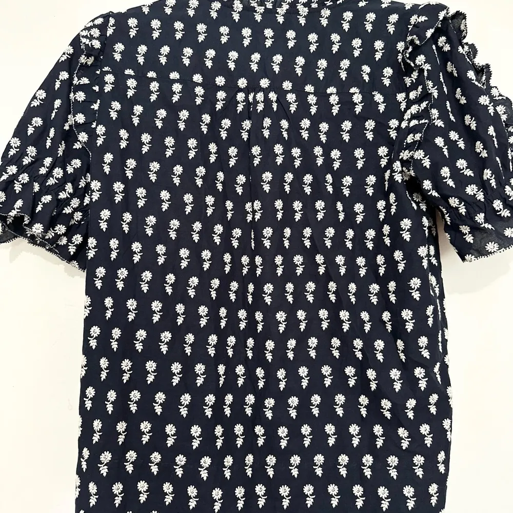 J crew blouse size XS fall dark colors modest office job ruffles girly boho - Image 4