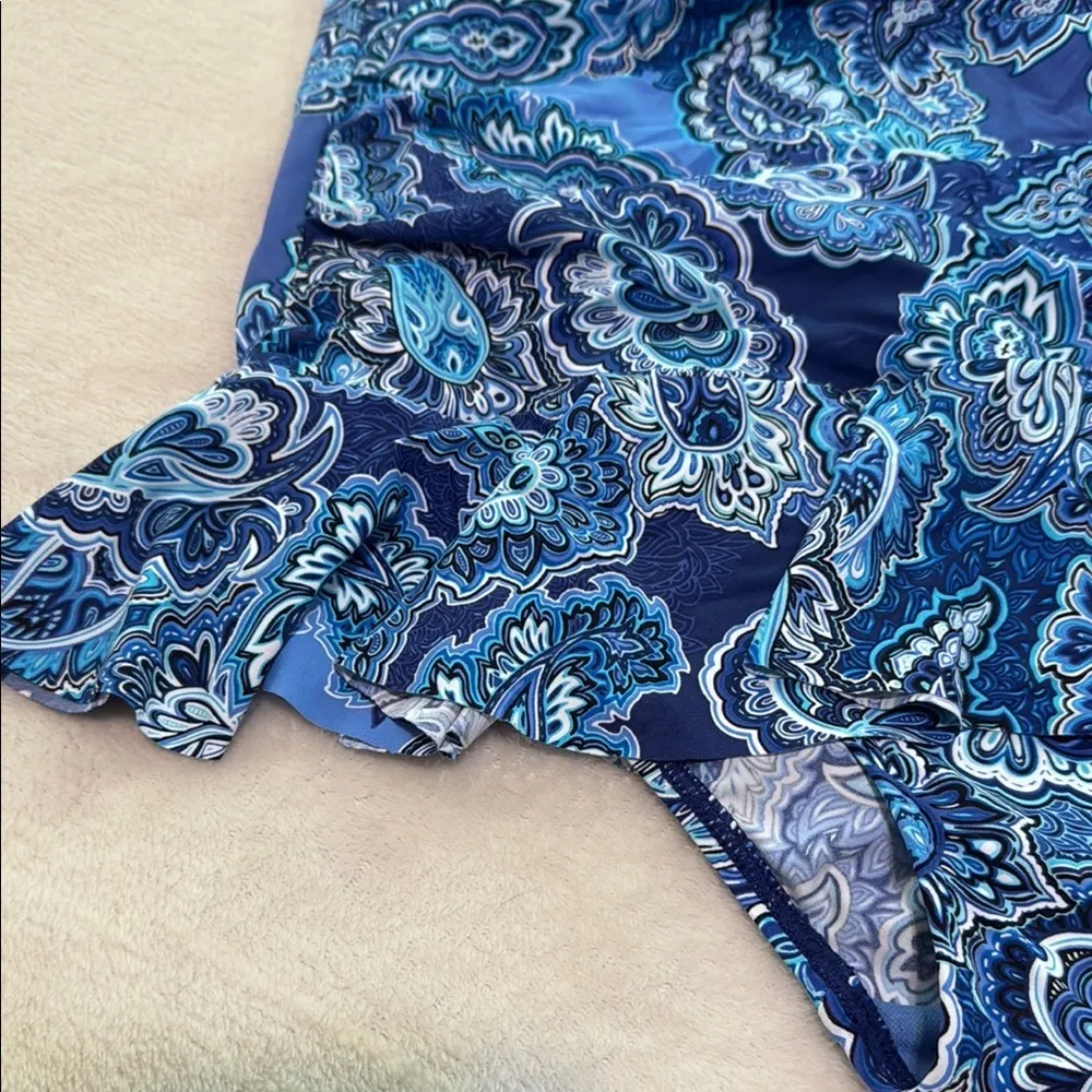 Lauren Ralph Lauren Blue Multi Paisley One Piece Skirted Bathing Suit Swim NWT - Image 5