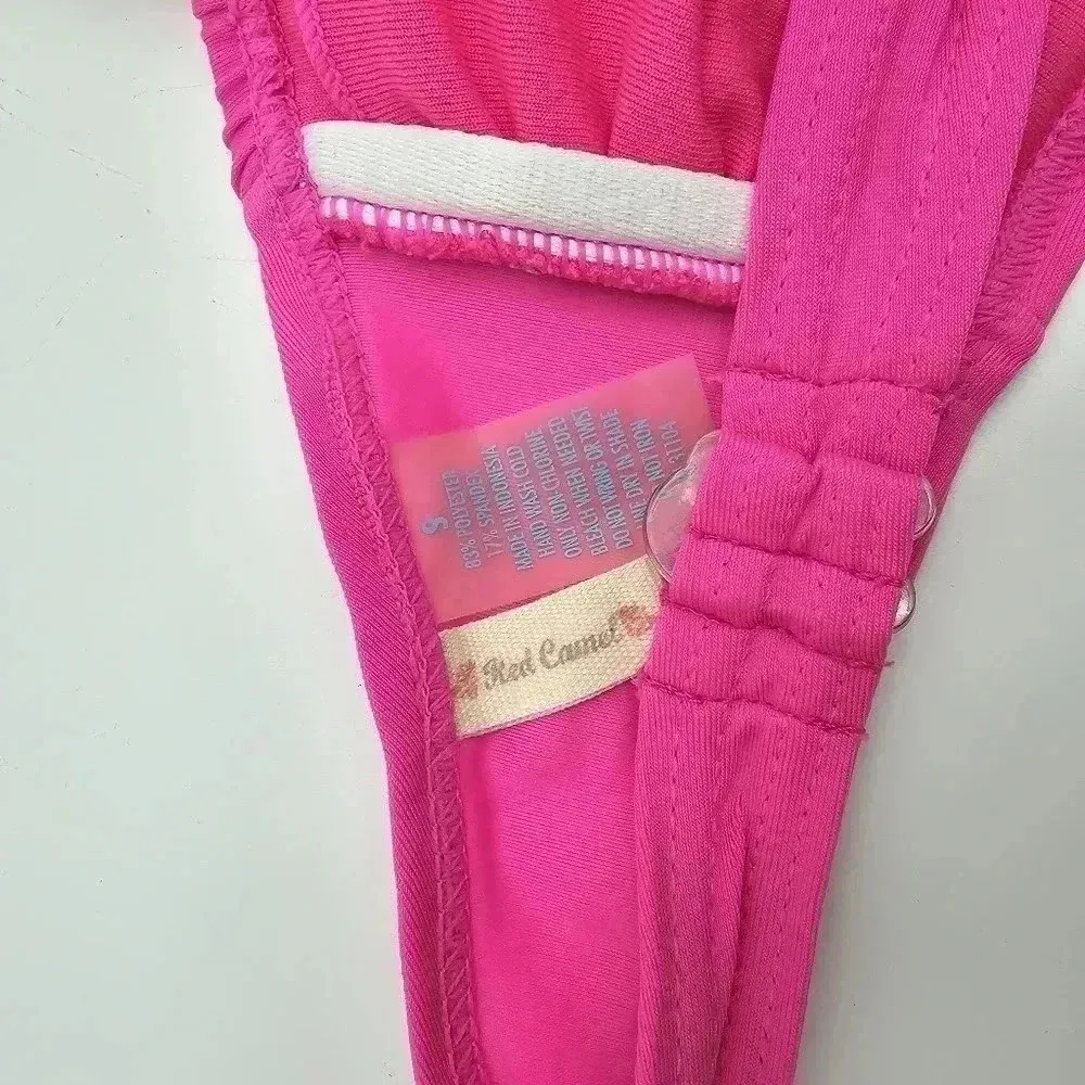 Red Camel Pink Laser Cut Flower Ruffle‎ Padded Bikini Top Swimwear Small - Image 5