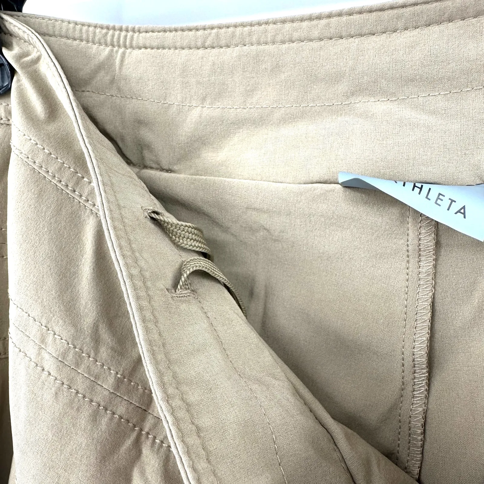 Athleta Size 12 Khaki Skort A Line Side Zip Drawstring Skirt Built in Shorts - Image 3