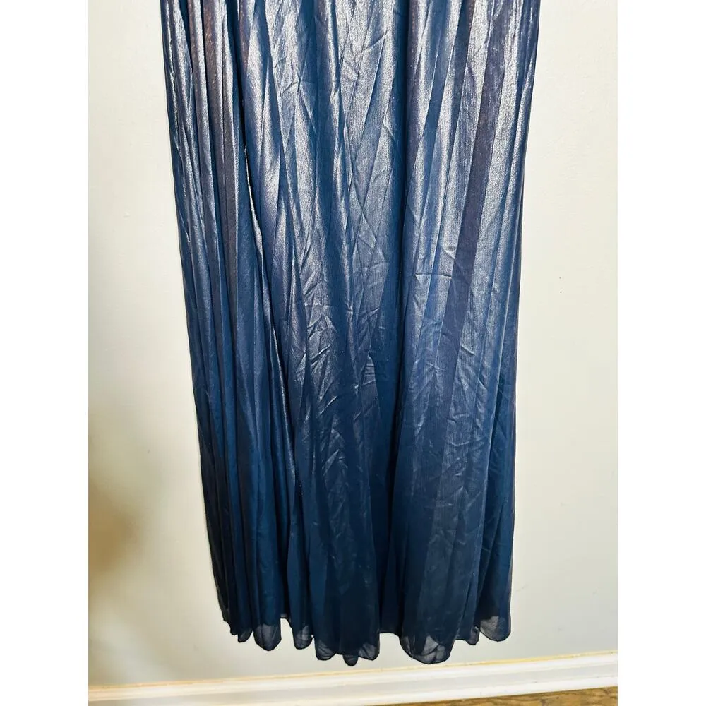 RAMY BROOK Silver Blue Gunmetal A-Line Strapless Destiny Gown Dress Size 6 - Image 5