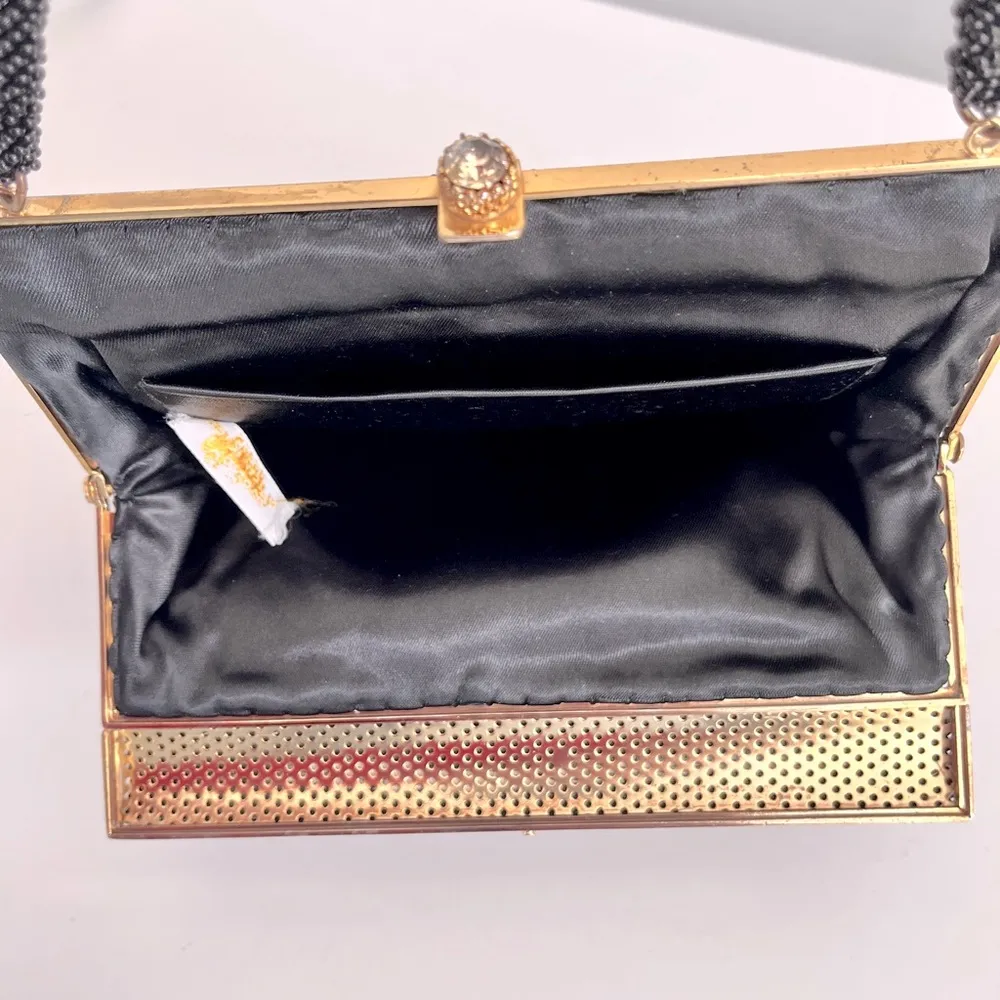 Vintage Walborg Art Nouveau Black Beaded Evening Bag - Image 4