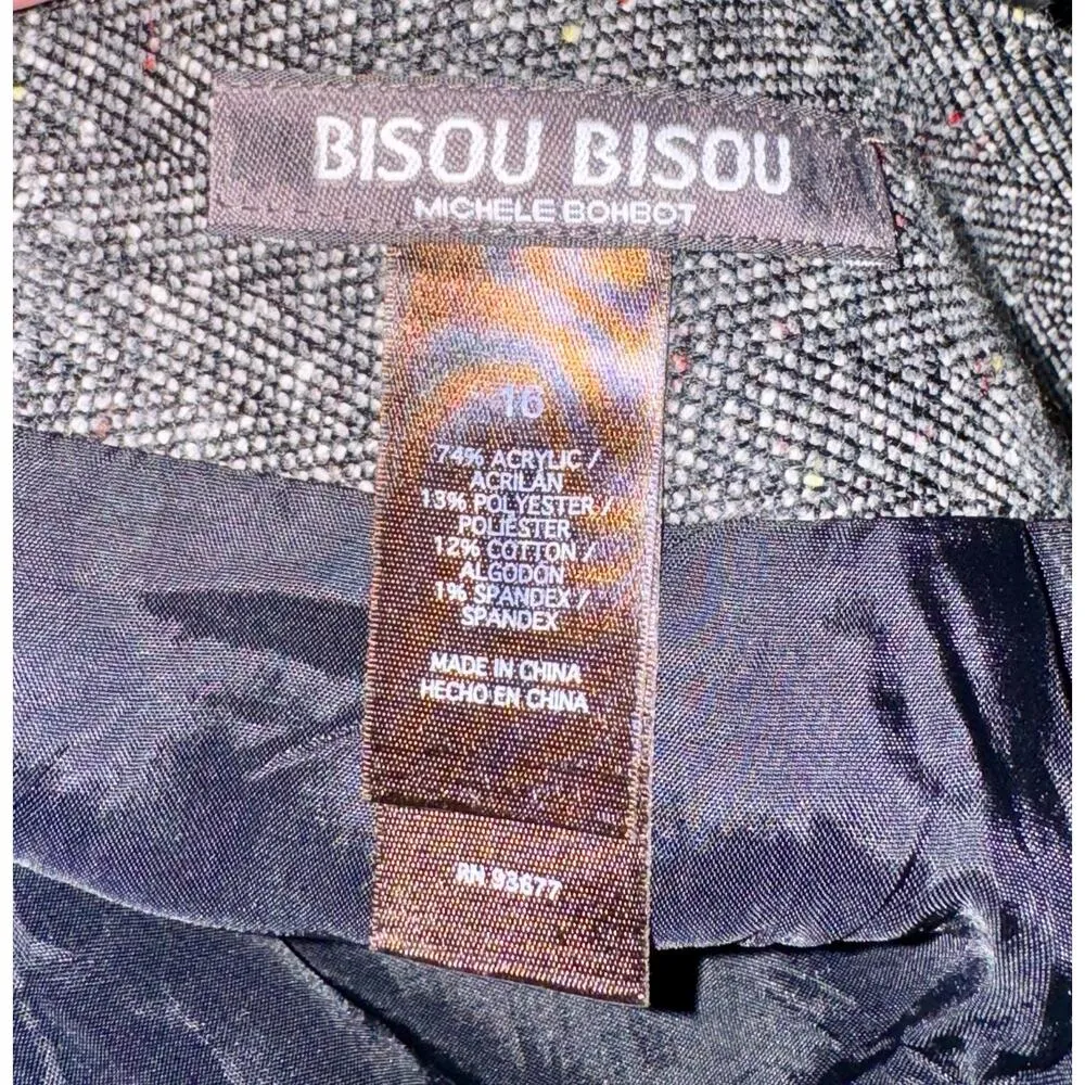 Bisou Bisou Gray Tweed Skirt Knee Length Mermaid Women's 16 Academia Steampunk - Image 5