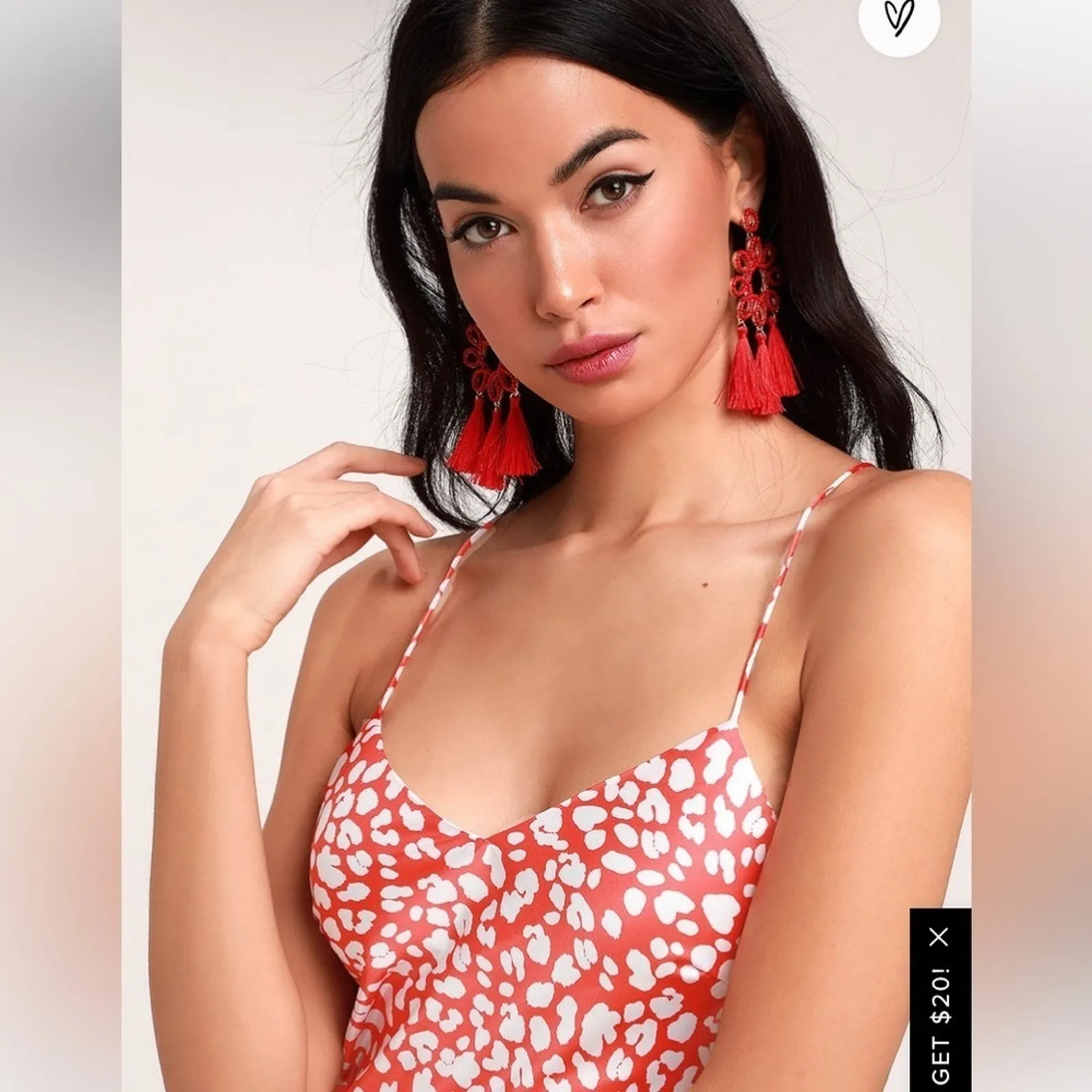 Lulus Calling My Spirit Red Satin Print Midi Slip Dress Cottagecore Size L - Image 10