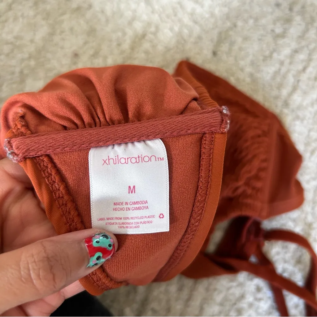 Xhilaration Rust Colored Smocked Bikini Top - Image 4