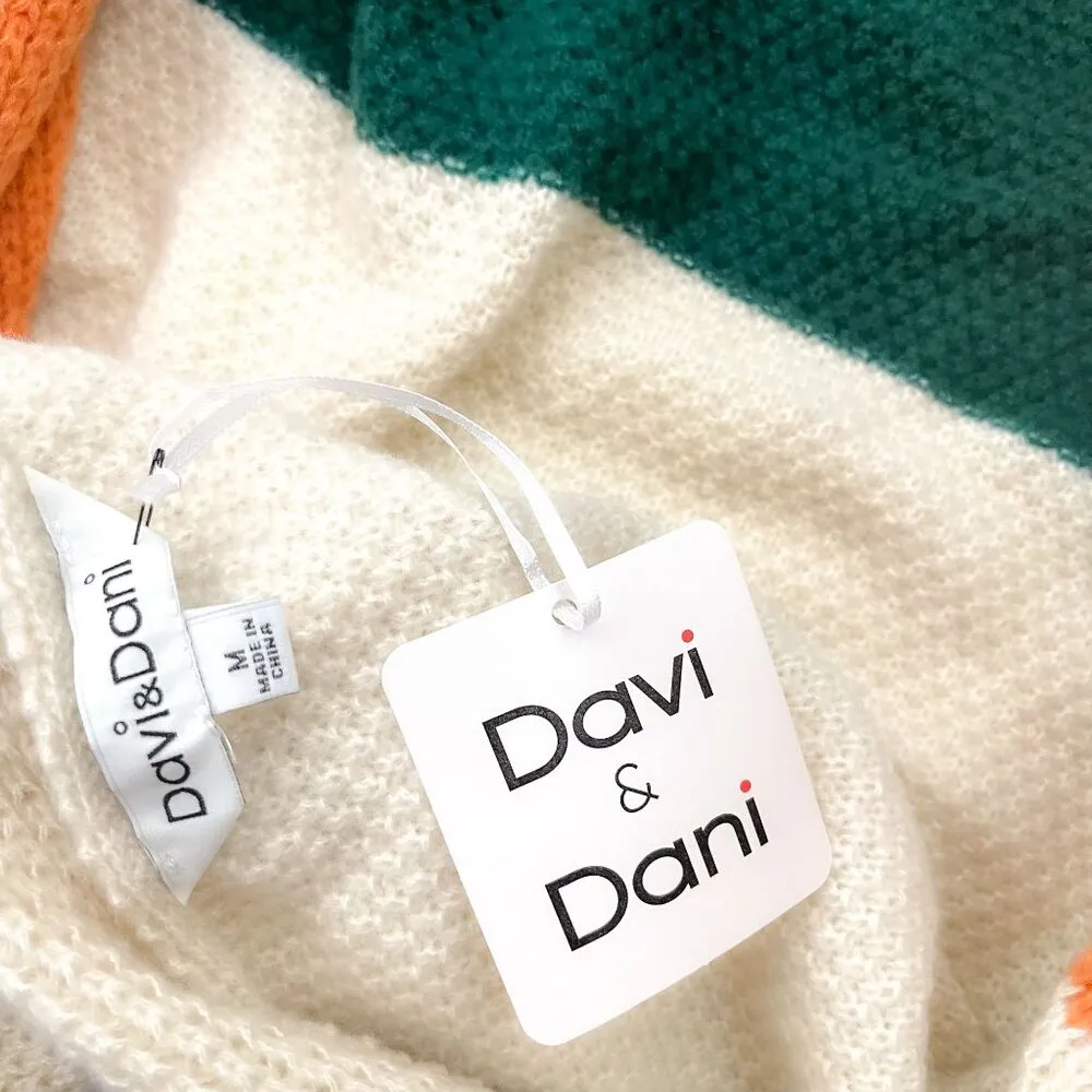 Davi & Dani Colorblock Striped Cardigan Sweater Top Dolman Sleeve Slouchy - Image 6