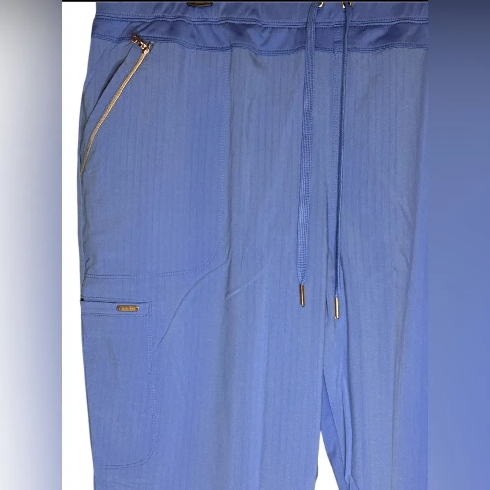 Cherokee Statement Women’s Scrubs Pant Mid-Rise Tapered Leg Ciel Blue 2XL Petite - Image 2