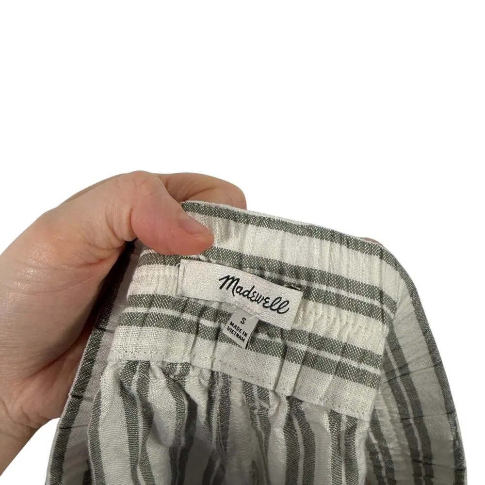 Madewell Linen Blend Curve Hem Striped Shorts Coastal Beachy Womens Small - Image 6