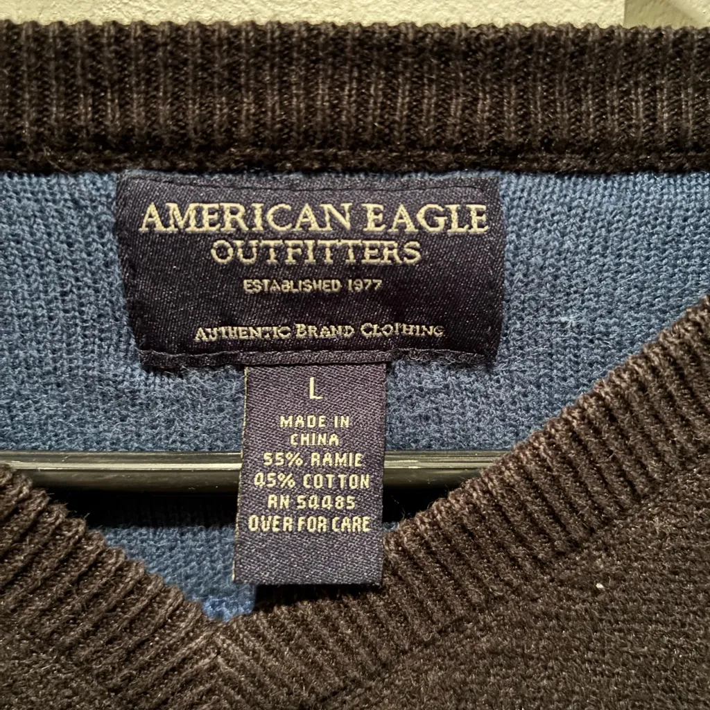 American Eagle Outfitters Striped Black & Blue Sweater - Image 4