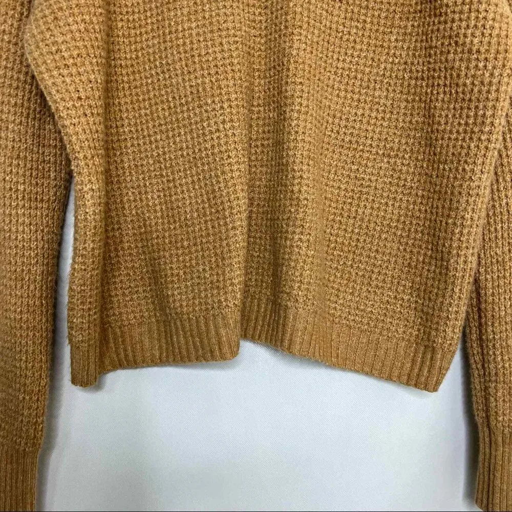 Around Womens Sweater Large Camel Brown Turtleneck‎ Cozy Knit Pullover Size L - Image 4