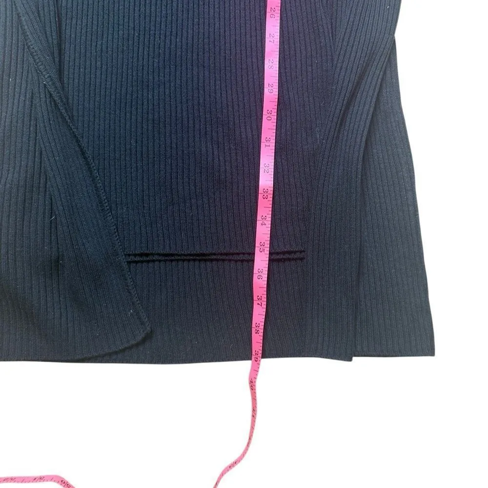 90s Vintage Ribbed black skirt and Cardigan duster matching Set XL - Image 4