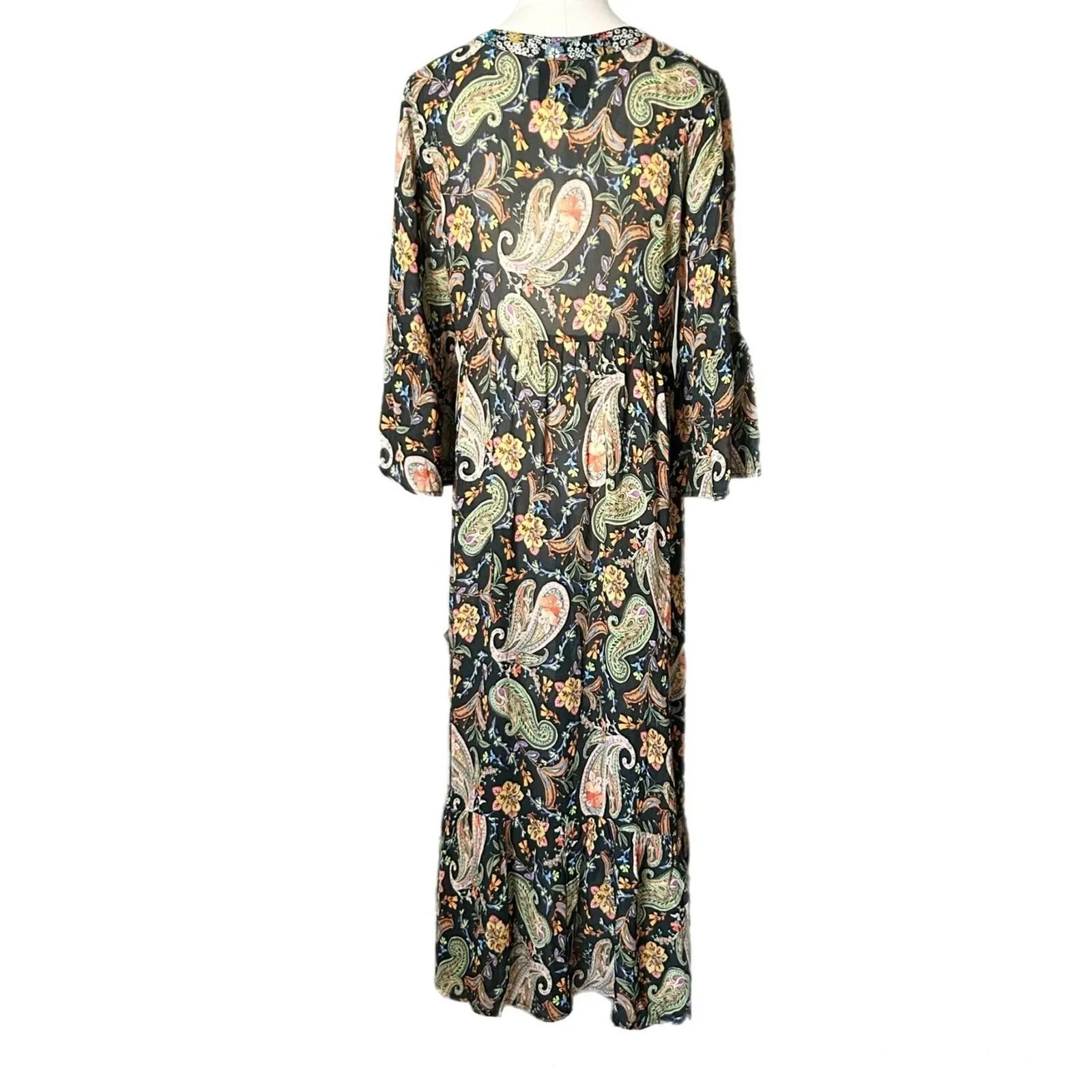 Johnny Was Jade Bryce Maxi Dress in Black Multi Paisley Print Size Small - Image 4