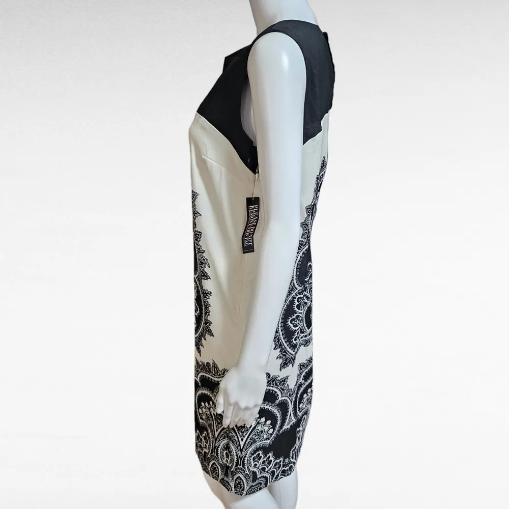 NY& CO Black & Ivory Geo Sleeveless Shift Dress Size Small - Image 2