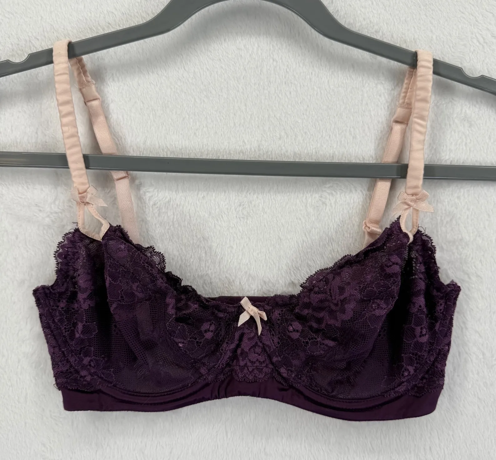 Heidi Klum Intimates Bra 32DD Plum Purple Lace Demi Coverage Underwire Lingerie Size undefined - Image 1